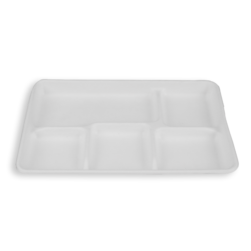 12,5*8,5'' Bagaço de cana biodegradável 5 compartimentos bandejas longas