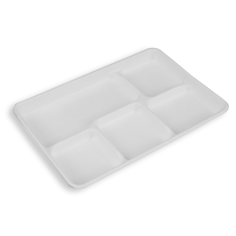 12,5*8,5'' Bagaço de cana biodegradável 5 compartimentos bandejas longas
